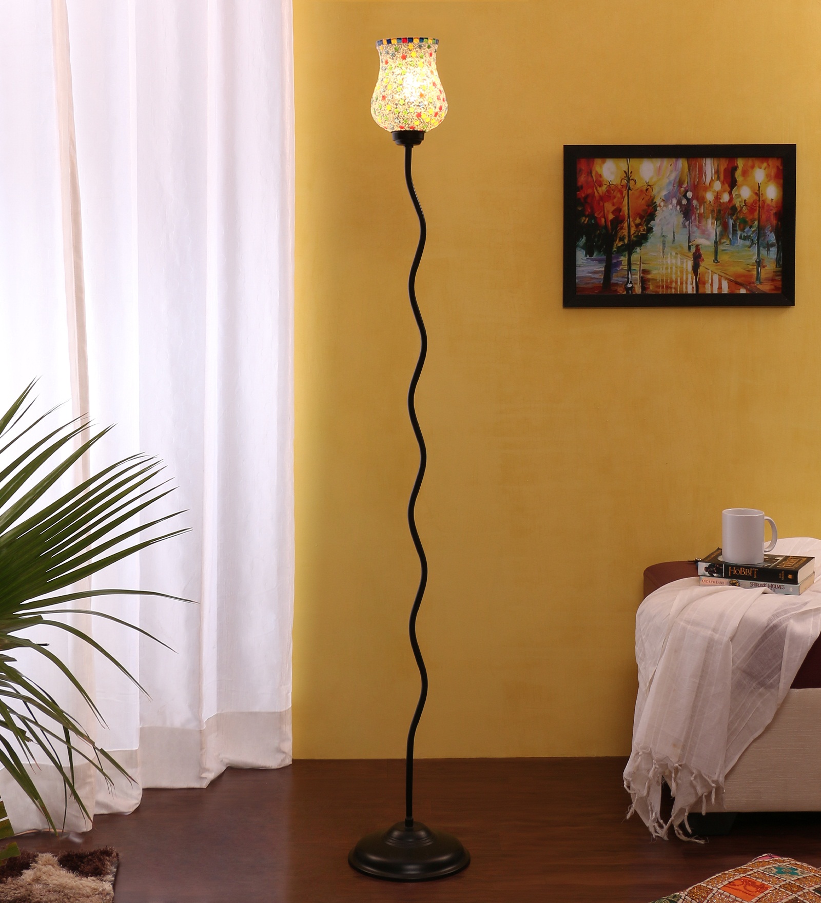 Ambika Home Multicolor Glass Zig Zag Floor Lamp | Modern Standing Lamp for Living Room, Bedroom & Home Decor - Image 2