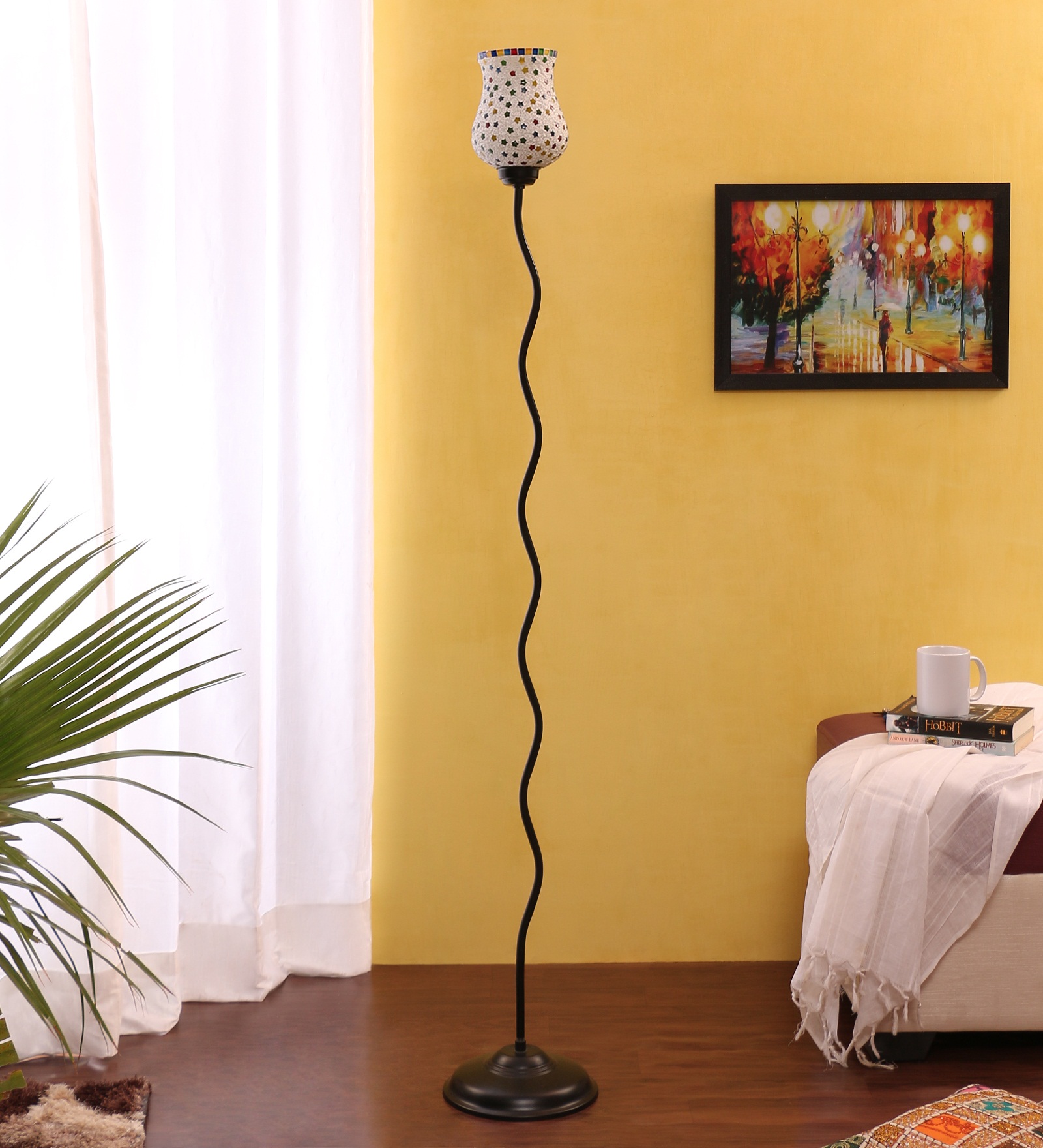 Ambika Home Multicolor Glass Zig Zag Floor Lamp | Modern Standing Lamp for Living Room, Bedroom & Home Decor - Image 2