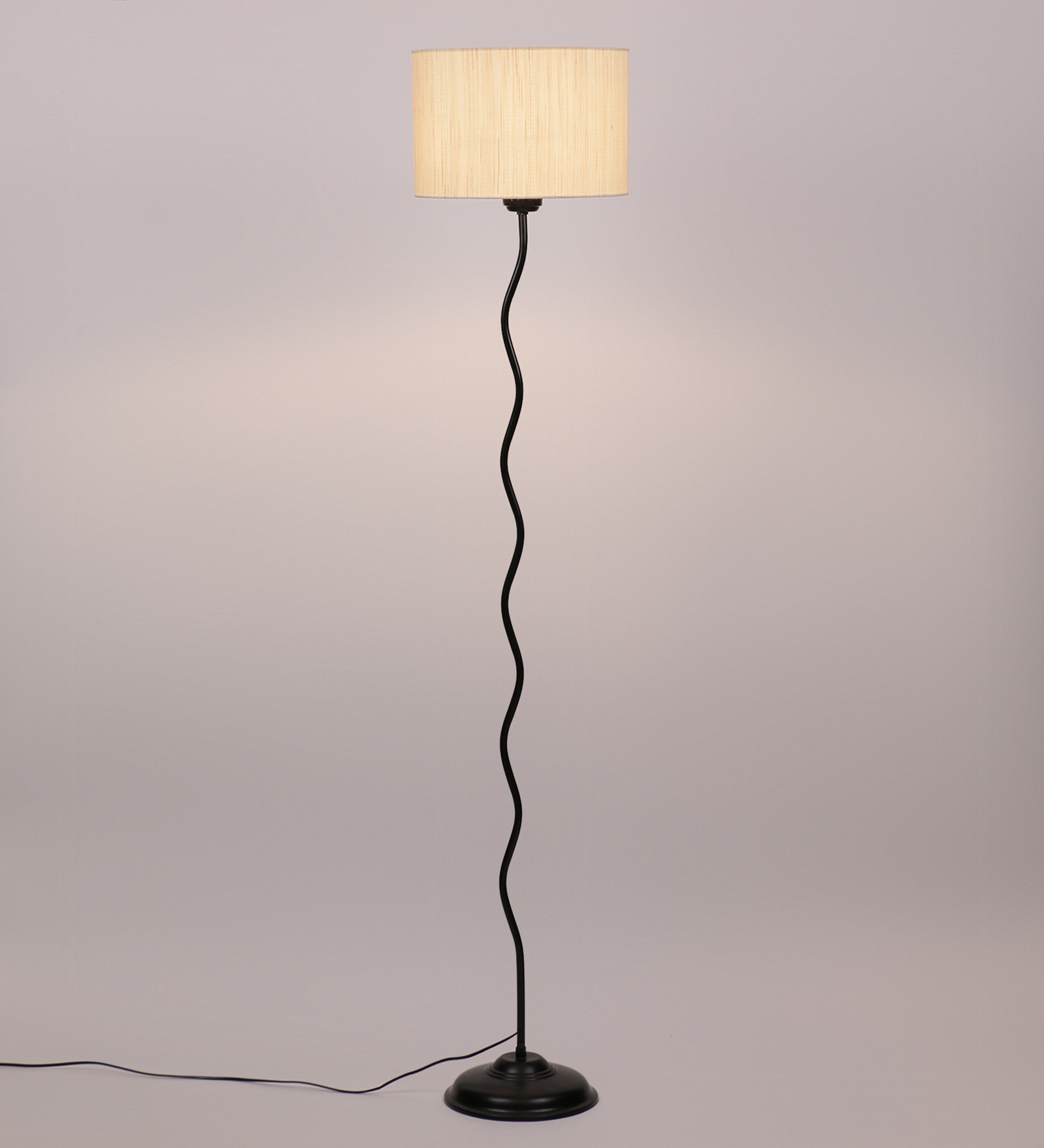 Ambika Home off-white Cotton Zig Zag Floor Lamp | Modern Standing Lamp for Living Room, Bedroom & Home Decor - Image 4
