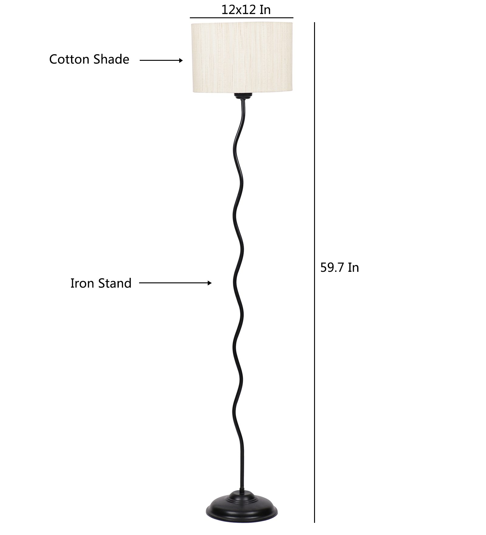 Ambika Home off-white Cotton Zig Zag Floor Lamp | Modern Standing Lamp for Living Room, Bedroom & Home Decor - Image 6