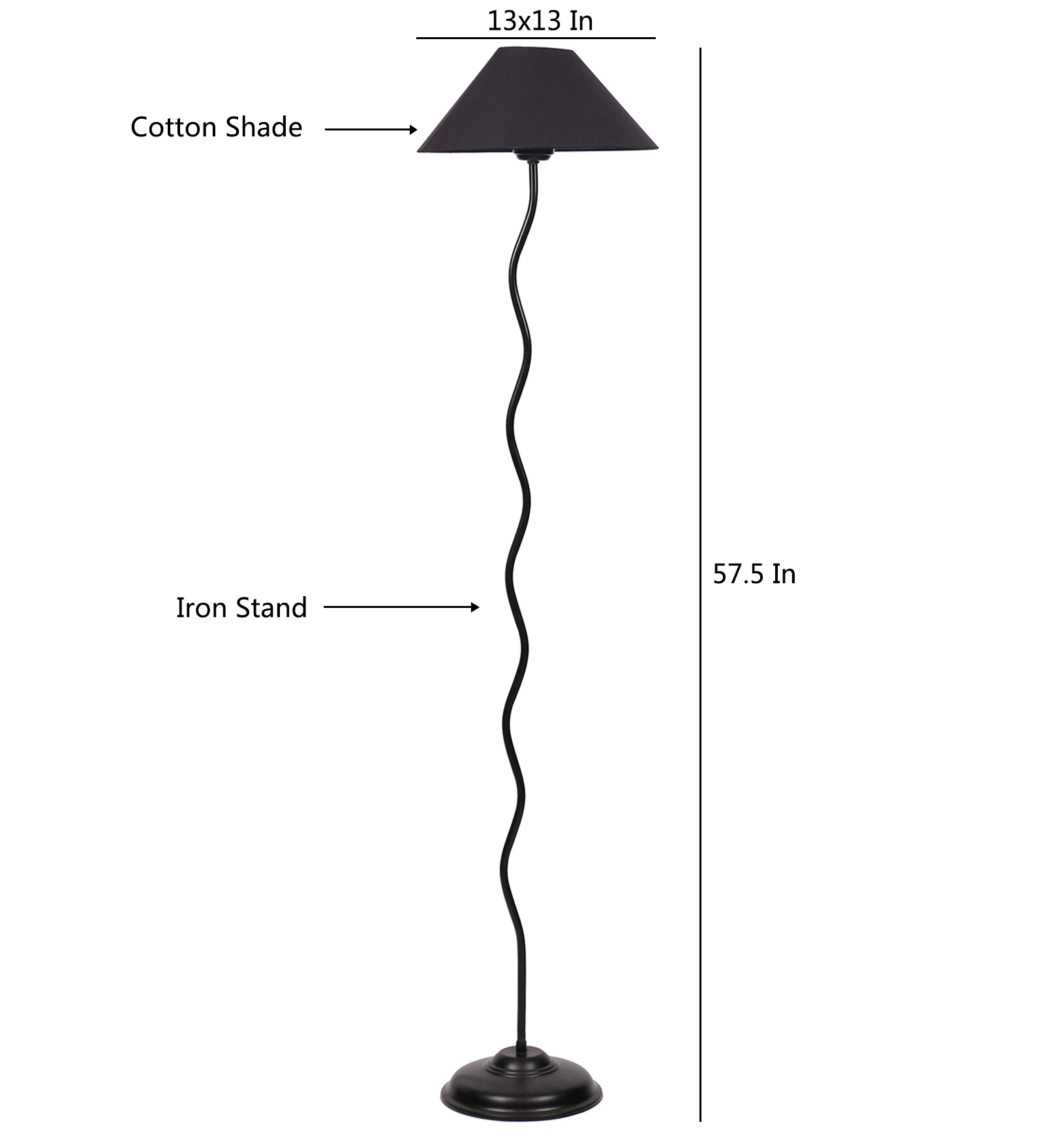 Ambika Home Black Cotton Zig Zag Floor Lamp | Modern Standing Lamp for Living Room, Bedroom & Home Decor - Image 6