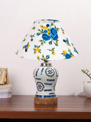 Ambika Home Multicolor Cotton Mosaic Glass Table Lamp | Decorative Bedside Lamp for Bedroom, Living Room, Hall, Hotel, Café, Restaurant, Office & Study Room | E27 Compatible