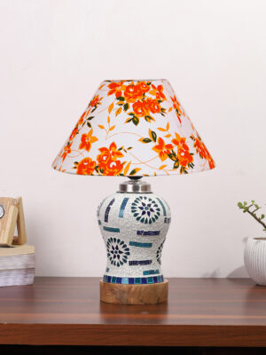 Ambika Home Multicolor Cotton Mosaic Glass Table Lamp | Decorative Bedside Lamp for Bedroom, Living Room, Hall, Hotel, Café, Restaurant, Office & Study Room | E27 Compatible