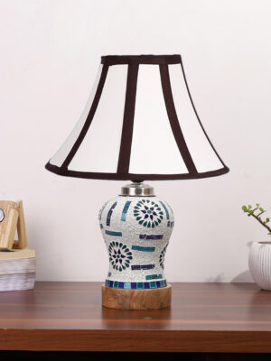 Ambika Home Multicolor Cotton Mosaic Glass Table Lamp | Decorative Bedside Lamp for Bedroom, Living Room, Hall, Hotel, Café, Restaurant, Office & Study Room | E27 Compatible