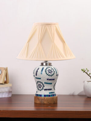 Ambika Home Multicolor Cotton Mosaic Glass Table Lamp | Decorative Bedside Lamp for Bedroom, Living Room, Hall, Hotel, Café, Restaurant, Office & Study Room | E27 Compatible