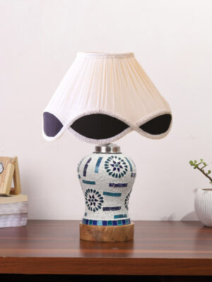Ambika Home Multicolor Jute Mosaic Glass Table Lamp | Decorative Bedside Lamp for Bedroom, Living Room, Hall, Hotel, Café, Restaurant, Office & Study Room | E27 Compatible