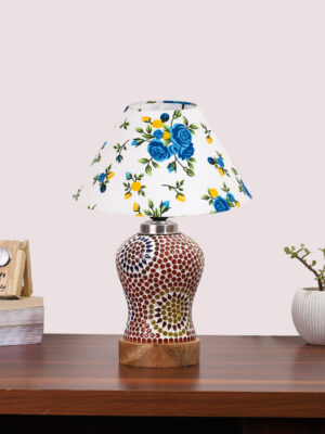 Ambika Home Multicolor Cotton Mosaic Glass Table Lamp | Decorative Bedside Lamp for Bedroom, Living Room, Hall, Hotel, Café, Restaurant, Office & Study Room | E27 Compatible