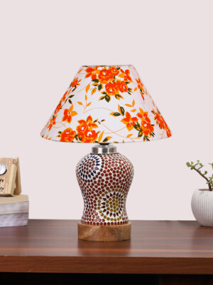 Ambika Home Multicolor Cotton Mosaic Glass Table Lamp | Decorative Bedside Lamp for Bedroom, Living Room, Hall, Hotel, Café, Restaurant, Office & Study Room | E27 Compatible