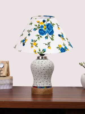 Ambika Home Multicolor Cotton Mosaic Glass Table Lamp | Decorative Bedside Lamp for Bedroom, Living Room, Hall, Hotel, Café, Restaurant, Office & Study Room | E27 Compatible