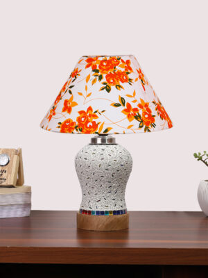 Ambika Home Multicolor Cotton Mosaic Glass Table Lamp | Decorative Bedside Lamp for Bedroom, Living Room, Hall, Hotel, Café, Restaurant, Office & Study Room | E27 Compatible