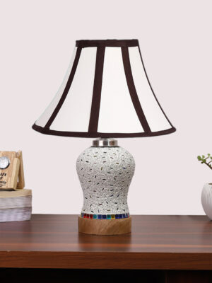 Ambika Home Multicolor Cotton Mosaic Glass Table Lamp | Decorative Bedside Lamp for Bedroom, Living Room, Hall, Hotel, Café, Restaurant, Office & Study Room | E27 Compatible