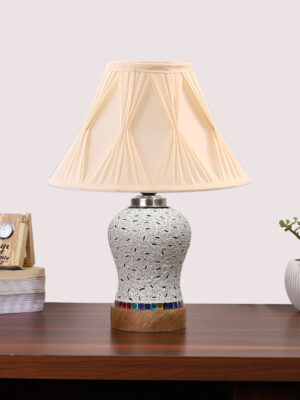 Ambika Home Multicolor Cotton Mosaic Glass Table Lamp | Decorative Bedside Lamp for Bedroom, Living Room, Hall, Hotel, Café, Restaurant, Office & Study Room | E27 Compatible