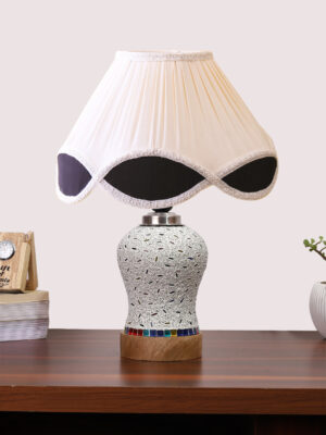 Ambika Home Multicolor Jute Mosaic Glass Table Lamp | Decorative Bedside Lamp for Bedroom, Living Room, Hall, Hotel, Café, Restaurant, Office & Study Room | E27 Compatible