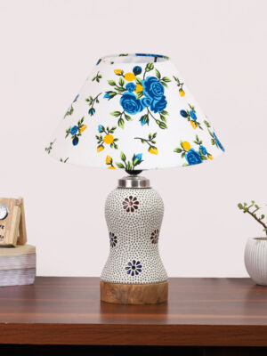 Ambika Home Multicolor Cotton Mosaic Glass Table Lamp | Decorative Bedside Lamp for Bedroom, Living Room, Hall, Hotel, Café, Restaurant, Office & Study Room | E27 Compatible