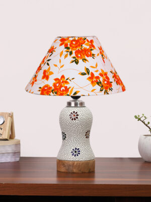 Ambika Home Multicolor Cotton Mosaic Glass Table Lamp | Decorative Bedside Lamp for Bedroom, Living Room, Hall, Hotel, Café, Restaurant, Office & Study Room | E27 Compatible