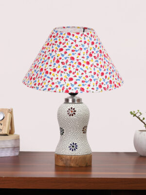 Ambika Home Multicolor Cotton Mosaic Glass Table Lamp | Decorative Bedside Lamp for Bedroom, Living Room, Hall, Hotel, Café, Restaurant, Office & Study Room | E27 Compatible