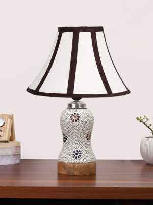 Ambika Home Multicolor Cotton Mosaic Glass Table Lamp | Decorative Bedside Lamp for Bedroom, Living Room, Hall, Hotel, Café, Restaurant, Office & Study Room | E27 Compatible
