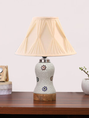 Ambika Home Multicolor Cotton Mosaic Glass Table Lamp | Decorative Bedside Lamp for Bedroom, Living Room, Hall, Hotel, Café, Restaurant, Office & Study Room | E27 Compatible