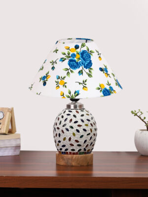 Ambika Home Multicolor Cotton Mosaic Glass Table Lamp | Decorative Bedside Lamp for Bedroom, Living Room, Hall, Hotel, Café, Restaurant, Office & Study Room | E27 Compatible