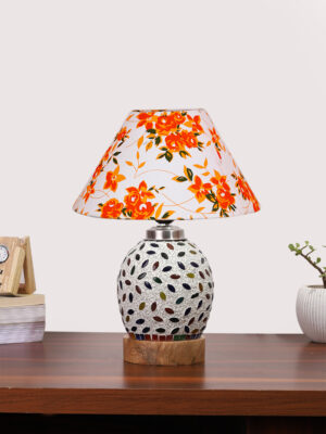 Ambika Home Multicolor Cotton Mosaic Glass Table Lamp | Decorative Bedside Lamp for Bedroom, Living Room, Hall, Hotel, Café, Restaurant, Office & Study Room | E27 Compatible
