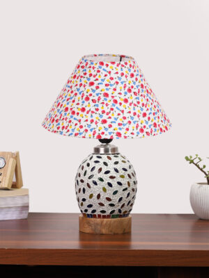 Ambika Home Multicolor Cotton Mosaic Glass Table Lamp | Decorative Bedside Lamp for Bedroom, Living Room, Hall, Hotel, Café, Restaurant, Office & Study Room | E27 Compatible