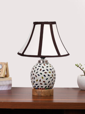 Ambika Home Multicolor Cotton Mosaic Glass Table Lamp | Decorative Bedside Lamp for Bedroom, Living Room, Hall, Hotel, Café, Restaurant, Office & Study Room | E27 Compatible