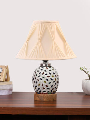 Ambika Home Multicolor Cotton Mosaic Glass Table Lamp | Decorative Bedside Lamp for Bedroom, Living Room, Hall, Hotel, Café, Restaurant, Office & Study Room | E27 Compatible
