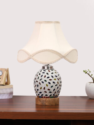 Ambika Home Multicolor Jute Mosaic Glass Table Lamp | Decorative Bedside Lamp for Bedroom, Living Room, Hall, Hotel, Café, Restaurant, Office & Study Room | E27 Compatible