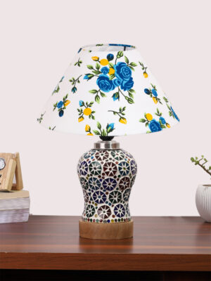 Ambika Home Multicolor Cotton Mosaic Glass Table Lamp | Decorative Bedside Lamp for Bedroom, Living Room, Hall, Hotel, Café, Restaurant, Office & Study Room | E27 Compatible