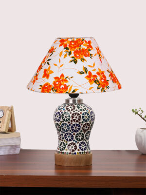 Ambika Home Multicolor Cotton Mosaic Glass Table Lamp | Decorative Bedside Lamp for Bedroom, Living Room, Hall, Hotel, Café, Restaurant, Office & Study Room | E27 Compatible