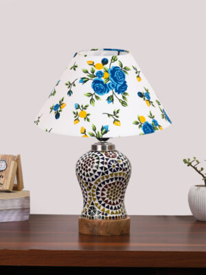Ambika Home Multicolor Cotton Mosaic Glass Table Lamp | Decorative Bedside Lamp for Bedroom, Living Room, Hall, Hotel, Café, Restaurant, Office & Study Room | E27 Compatible