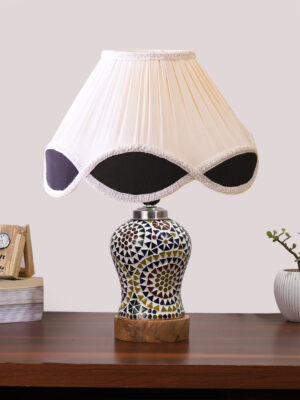 Ambika Home Multicolor Jute Mosaic Glass Table Lamp | Decorative Bedside Lamp for Bedroom, Living Room, Hall, Hotel, Café, Restaurant, Office & Study Room | E27 Compatible