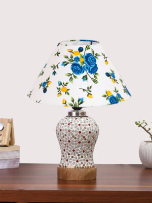Ambika Home Multicolor Cotton Mosaic Glass Table Lamp | Decorative Bedside Lamp for Bedroom, Living Room, Hall, Hotel, Café, Restaurant, Office & Study Room | E27 Compatible