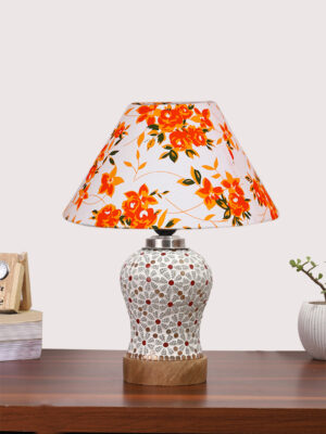 Ambika Home Multicolor Cotton Mosaic Glass Table Lamp | Decorative Bedside Lamp for Bedroom, Living Room, Hall, Hotel, Café, Restaurant, Office & Study Room | E27 Compatible