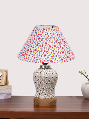 Ambika Home Multicolor Cotton Mosaic Glass Table Lamp | Decorative Bedside Lamp for Bedroom, Living Room, Hall, Hotel, Café, Restaurant, Office & Study Room | E27 Compatible