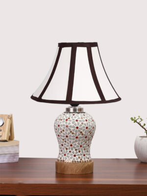 Ambika Home Multicolor Cotton Mosaic Glass Table Lamp | Decorative Bedside Lamp for Bedroom, Living Room, Hall, Hotel, Café, Restaurant, Office & Study Room | E27 Compatible