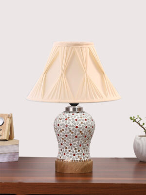 Ambika Home Multicolor Cotton Mosaic Glass Table Lamp | Decorative Bedside Lamp for Bedroom, Living Room, Hall, Hotel, Café, Restaurant, Office & Study Room | E27 Compatible