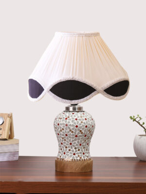 Ambika Home Multicolor Jute Mosaic Glass Table Lamp | Decorative Bedside Lamp for Bedroom, Living Room, Hall, Hotel, Café, Restaurant, Office & Study Room | E27 Compatible