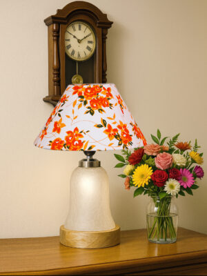 Ambika Home Multicolor Cotton Milky Crinkle Table Lamp | Decorative Bedside Lamp for Bedroom, Living Room, Hall, Hotel, Café, Restaurant, Office & Study Room | E27 Compatible