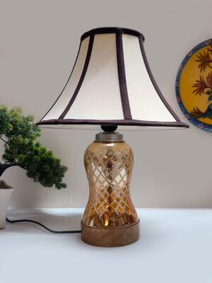 Ambika Home Multicolor Cotton Lavender Glass Table Lamp | Decorative Bedside Lamp for Bedroom, Living Room, Hall, Hotel, Café, Restaurant, Office & Study Room | E27 Compatible