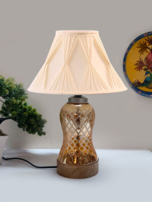 Ambika Home Multicolor Cotton Lavender Glass Table Lamp | Decorative Bedside Lamp for Bedroom, Living Room, Hall, Hotel, Café, Restaurant, Office & Study Room | E27 Compatible