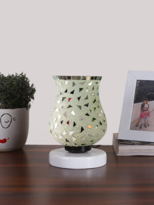 Ambika Home Artisan Mosaic Multicolor Mosaic Glass Table Lamp with Wooden Base | Premium Bedside Lamp for Bedroom, Living Room, Hall, Hotel, Café, Restaurant & Office | E27 Compatible