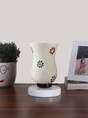 Ambika Home Bohemia Mosaic Multicolor Mosaic Glass Table Lamp with Wooden Base | Premium Bedside Lamp for Bedroom, Living Room, Hall, Hotel, Café, Restaurant & Office | E27 Compatible