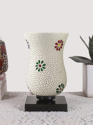Ambika Home Verona Mosaic Multicolor Mosaic Glass Table Lamp with Wooden Base | Premium Bedside Lamp for Bedroom, Living Room, Hall, Hotel, Café, Restaurant & Office | E27 Compatible