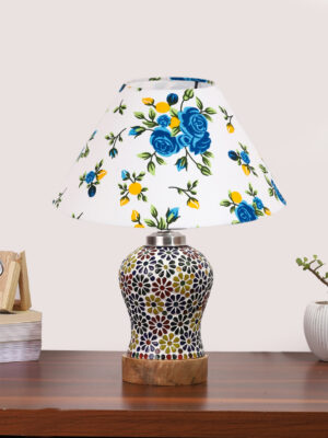 Ambika Home Multicolor Cotton Mosaic Glass Table Lamp | Decorative Bedside Lamp for Bedroom, Living Room, Hall, Hotel, Café, Restaurant, Office & Study Room | E27 Compatible