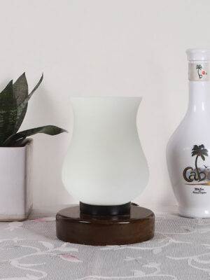 Ambika Home Solara Mosaic White Mosaic Glass Table Lamp with Wooden Base | Premium Bedside Lamp for Bedroom, Living Room, Hall, Hotel, Café, Restaurant & Office | E27 Compatible