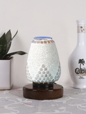 Ambika Home Celeste Mosaic Multicolor Mosaic Glass Table Lamp with Wooden Base | Premium Bedside Lamp for Bedroom, Living Room, Hall, Hotel, Café, Restaurant & Office | E27 Compatible