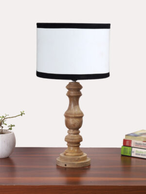 Ambika Home Multicolor cotton Wooden Table Lamp | Decorative Bedside Lamp for Bedroom, Living Room, Hall, Hotel, Café, Restaurant, Office & Study Room | E27 Compatible