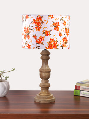 Ambika Home Multicolor cotton Wooden Table Lamp | Decorative Bedside Lamp for Bedroom, Living Room, Hall, Hotel, Café, Restaurant, Office & Study Room | E27 Compatible