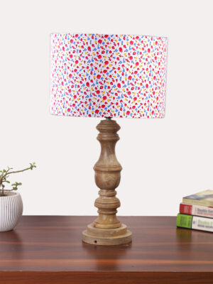Ambika Home Multicolor cotton Wooden Table Lamp | Decorative Bedside Lamp for Bedroom, Living Room, Hall, Hotel, Café, Restaurant, Office & Study Room | E27 Compatible